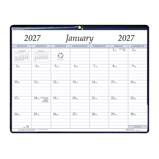 Payne 2027 Vinyl Monthly Calendar Pad - Assorted (8.5 x 11)
