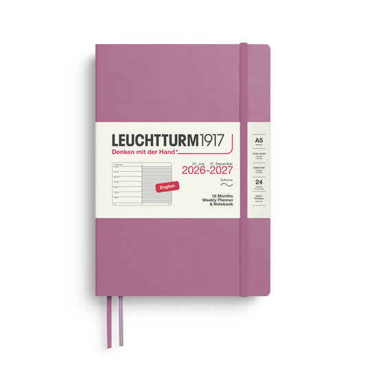 Leuchtturm1917 2027 A5 Medium Softcover 18-Month Weekly Planner & Notebook - Dusty Rose