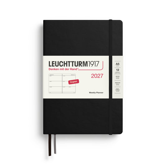 Leuchtturm1917 2027 A5 Medium Hardcover Weekly Planner - Black
