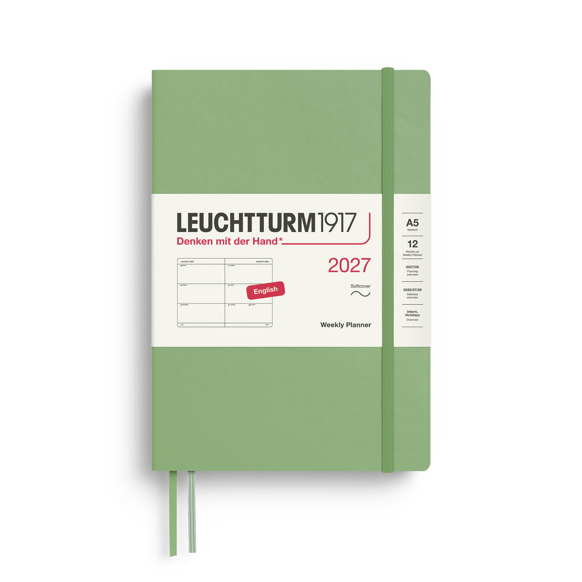 Leuchtturm1917 2027 A5 Medium Softcover Weekly Planner - Sage