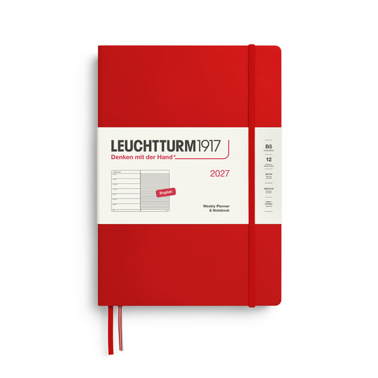 Leuchtturm1917 2027 B5 Composition Hardcover Weekly Planner & Notebook - Cherry