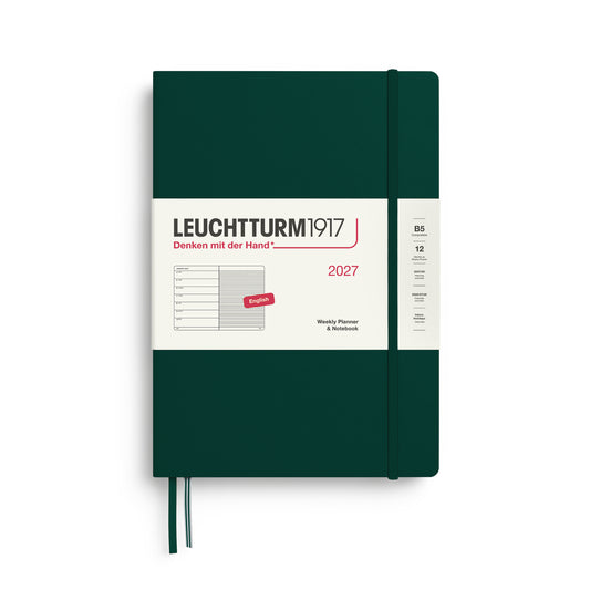 Leuchtturm1917 2027 B5 Composition Hardcover Weekly Planner & Notebook - Forest Green