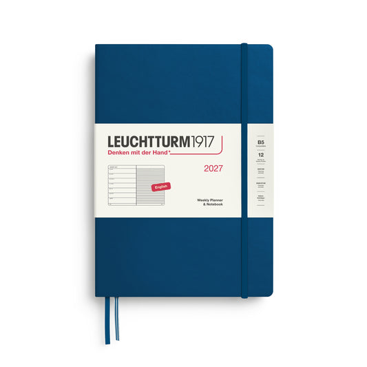 Leuchtturm1917 2027 B5 Composition Hardcover Weekly Planner & Notebook - Indigo