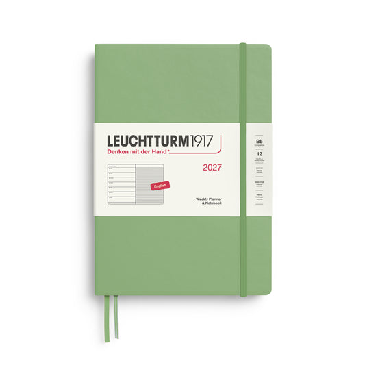 Leuchtturm1917 2027 B5 Composition Hardcover Weekly Planner & Notebook - Sage