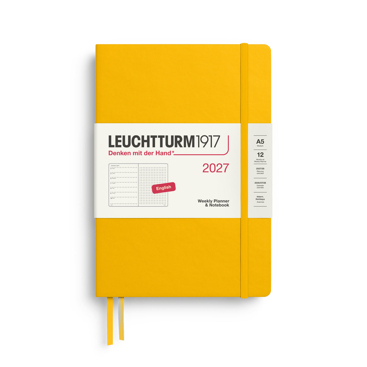 Leuchtturm1917 2027 A5 Medium Hardcover Weekly Planner & Dotted Notebook - Sunflower