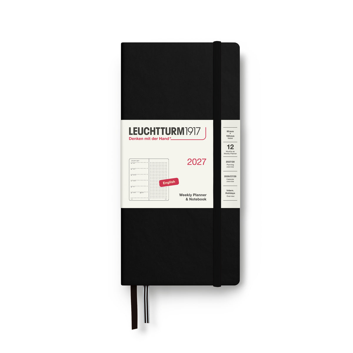 Leuchtturm1917 2027 Wallet-Sized Weekly Planner & Dotted Notebook - Black