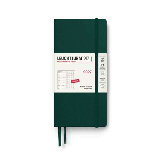 Leuchtturm1917 2027 Wallet-Sized Weekly Planner & Dotted Notebook - Forest Green