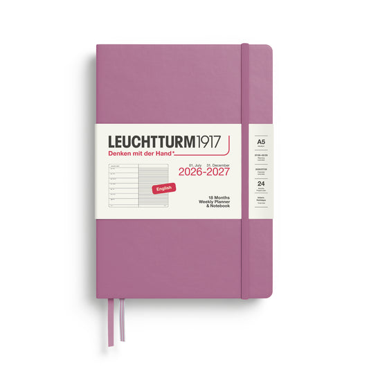 Leuchtturm1917 2027 A5 Medium Hardcover 18-Monthly Planner & Notebook - Dusty Rose