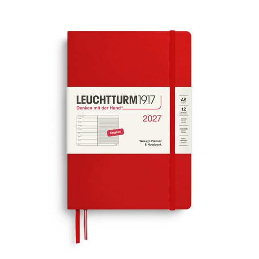 Leuchtturm1917 2027 A5 Medium Hardcover Weekly Planner & Notebook - Cherry