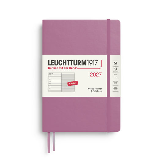 Leuchtturm1917 2027 A5 Medium Hardcover Weekly Planner & Notebook - Dusty Rose