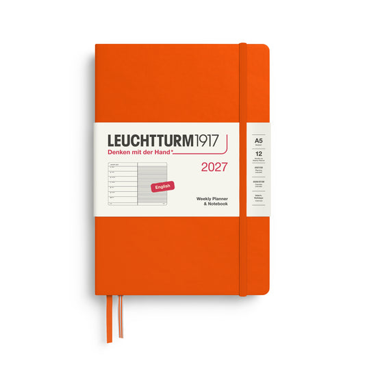 Leuchtturm1917 2027 A5 Medium Hardcover Weekly Planner & Notebook - Pumpkin
