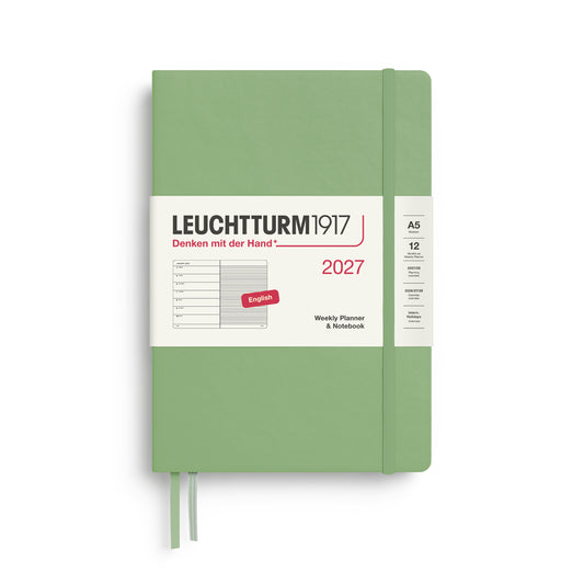 Leuchtturm1917 2027 A5 Medium Hardcover Weekly Planner & Notebook - Sage