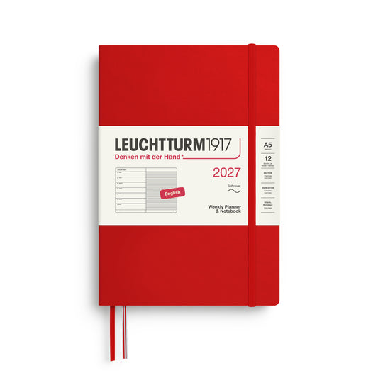 Leuchtturm1917 2027 A5 Medium Softcover Weekly Planner & Notebook - Cherry
