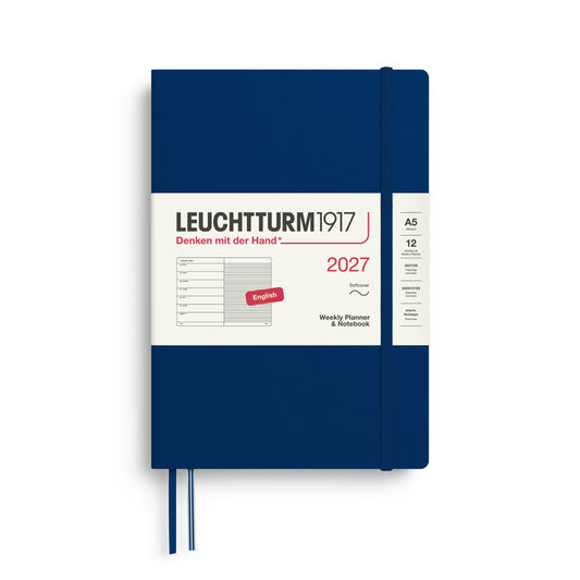Leuchtturm1917 2027 A5 Medium Softcover Weekly Planner & Notebook - Navy