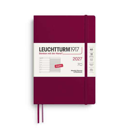 Leuchtturm1917 2027 A5 Medium Softcover Weekly Planner & Notebook - Port Red