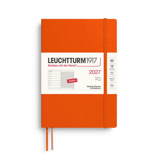 Leuchtturm1917 2027 A5 Medium Softcover Weekly Planner & Notebook - Pumpkin