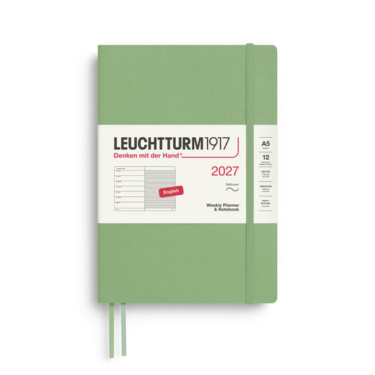 Leuchtturm1917 2027 A5 Medium Softcover Weekly Planner & Notebook - Sage