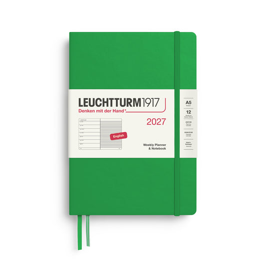 Leuchtturm1917 2027 A5 Medium Hardcover Weekly Planner & Notebook - Spring Leaf
