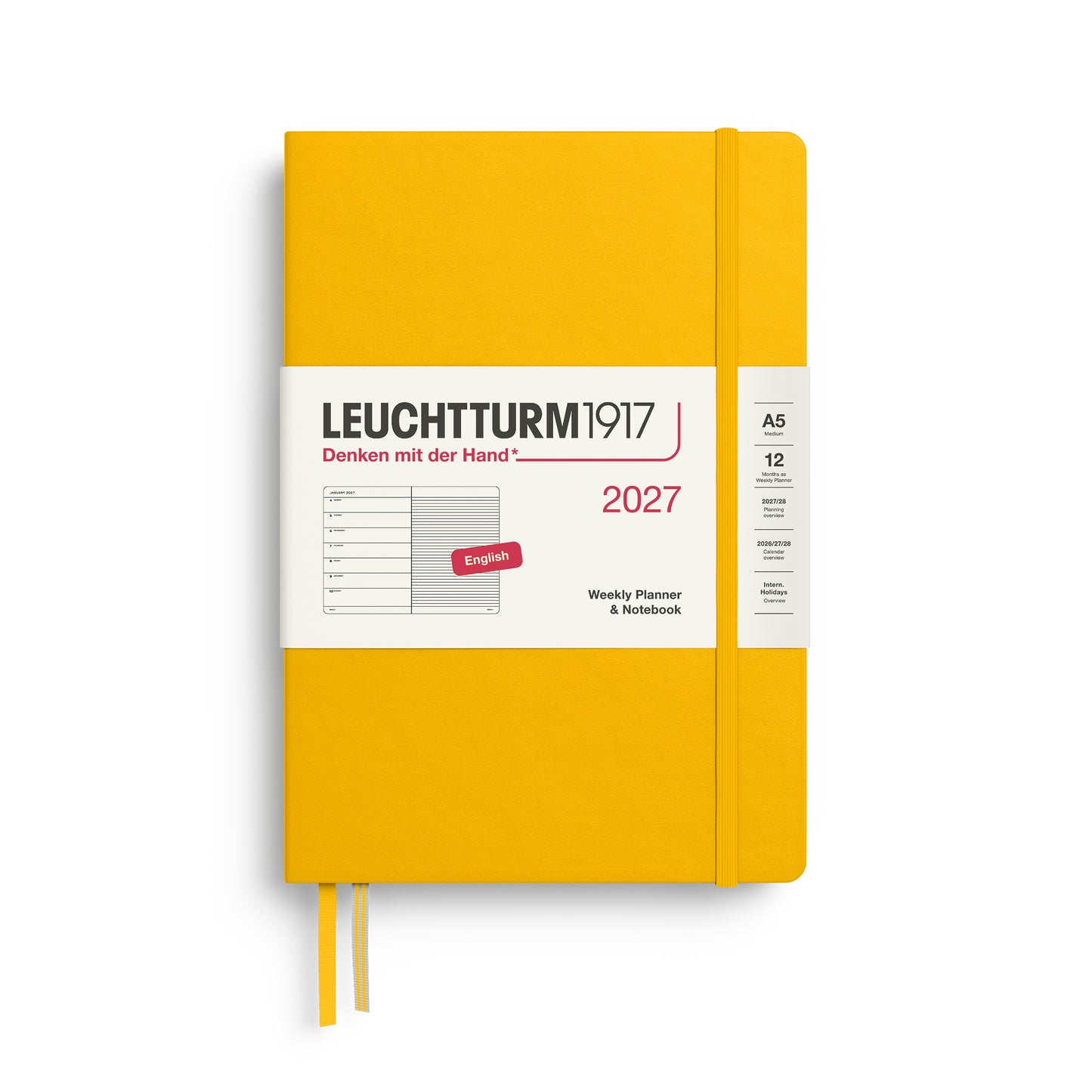 Leuchtturm1917 2027 A5 Medium Hardcover Weekly Planner & Notebook - Sunflower