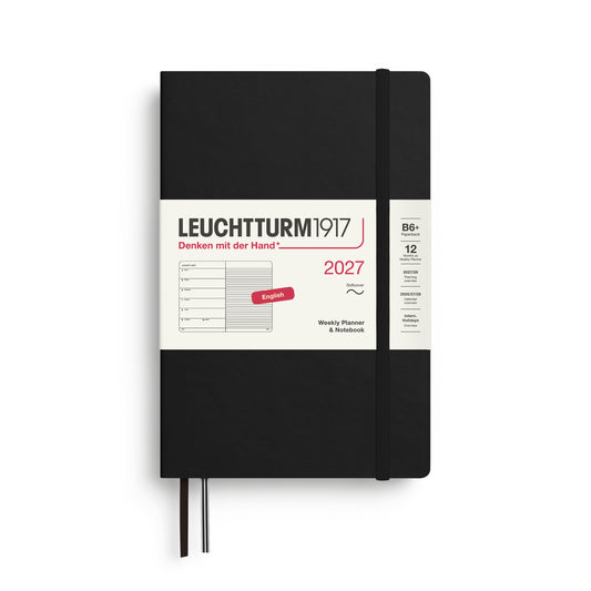 Leuchtturm1917 2027 B6+ Paperback Softcover Weekly Planner & Notebook - Black