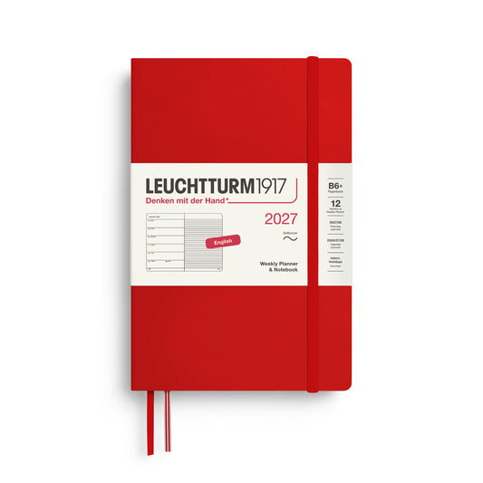 Leuchtturm1917 2027 B6+ Paperback Softcover Weekly Planner & Notebook - Cherry
