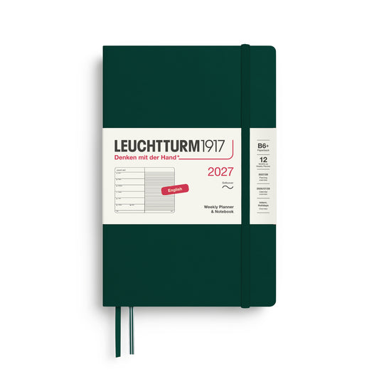 Leuchtturm1917 2027 B6+ Paperback Softcover Weekly Planner & Notebook - Forest Green