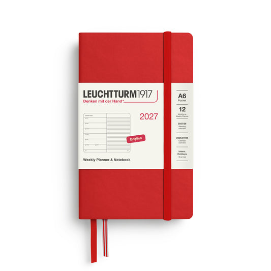 Leuchtturm1917 2027 A6 Pocket Hardcover Weekly Planner & Notebook - Cherry