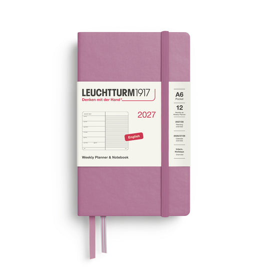Leuchtturm1917 2027 A6 Pocket Hardcover Weekly Planner & Notebook - Dusty Rose