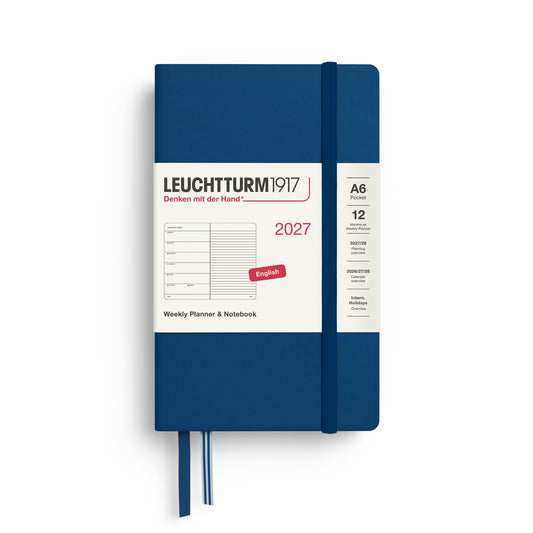 Leuchtturm1917 2027 A6 Pocket Hardcover Weekly Planner & Notebook - Indigo