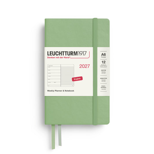 Leuchtturm1917 2027 A6 Pocket Hardcover Weekly Planner & Notebook - Sage