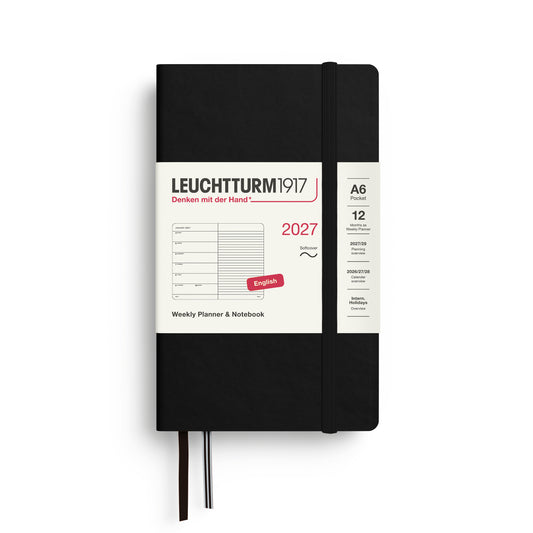 Leuchtturm1917 2027 A6 Pocket Softcover Weekly Planner & Notebook - Black
