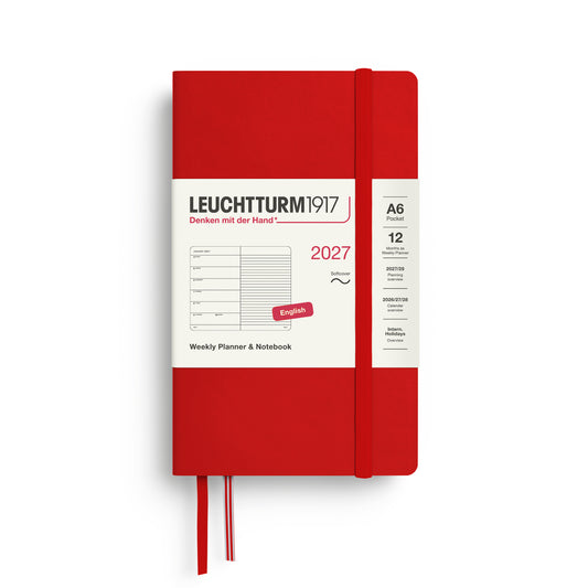 Leuchtturm1917 2027 A6 Pocket Softcover Weekly Planner & Notebook - Cherry