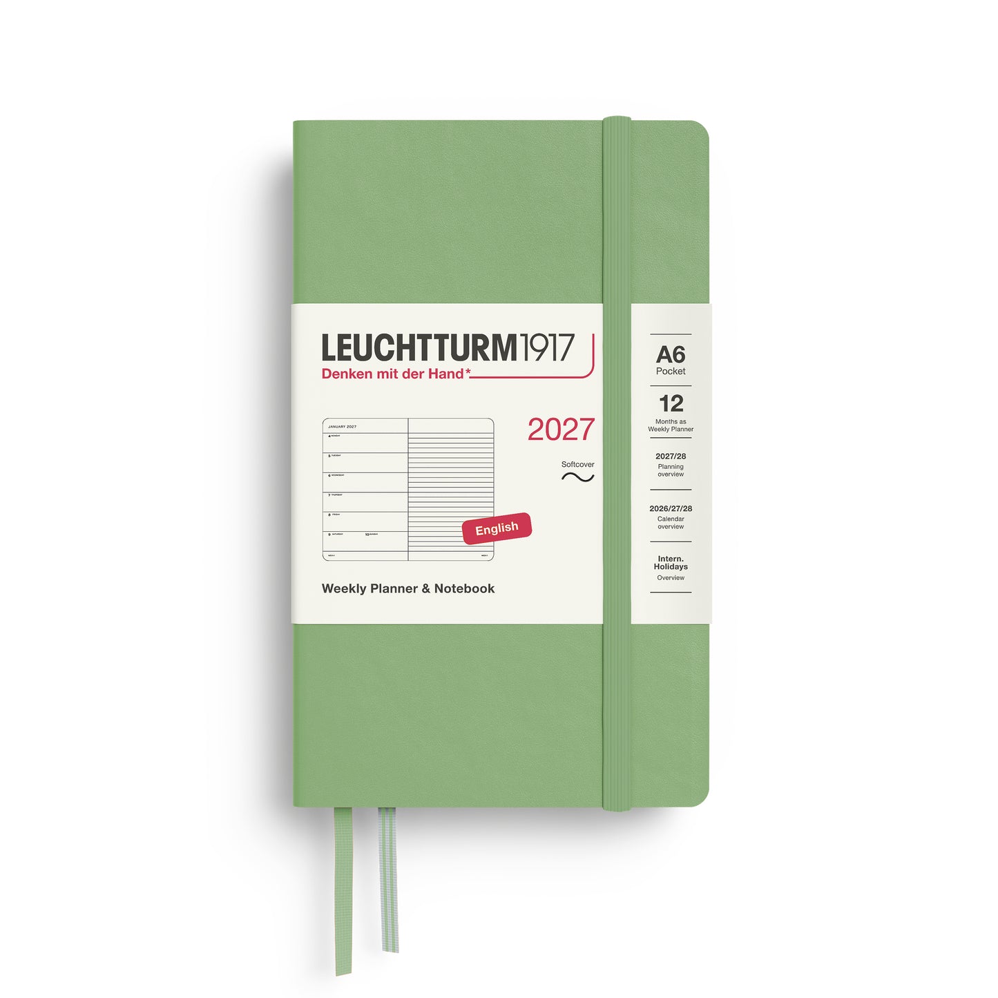 Leuchtturm1917 2027 A6 Pocket Softcover Weekly Planner & Notebook - Sage