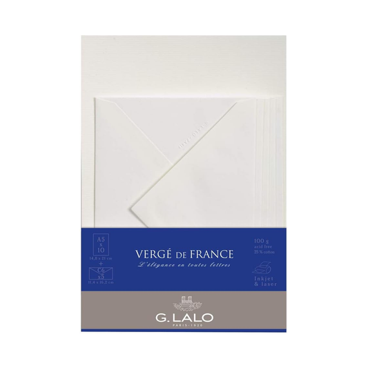 G. Lalo Verge de France A5 Correspondence Set - White