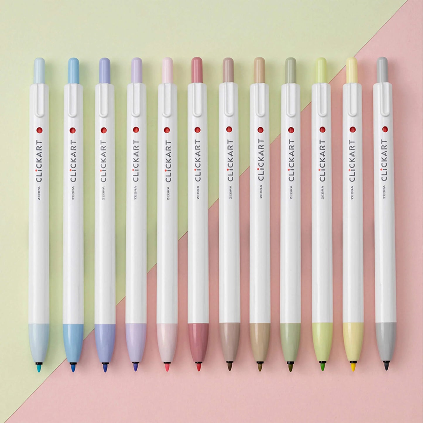 ZEBRA CLiCKART Retractable Marker 12 Color Set - Pale PL