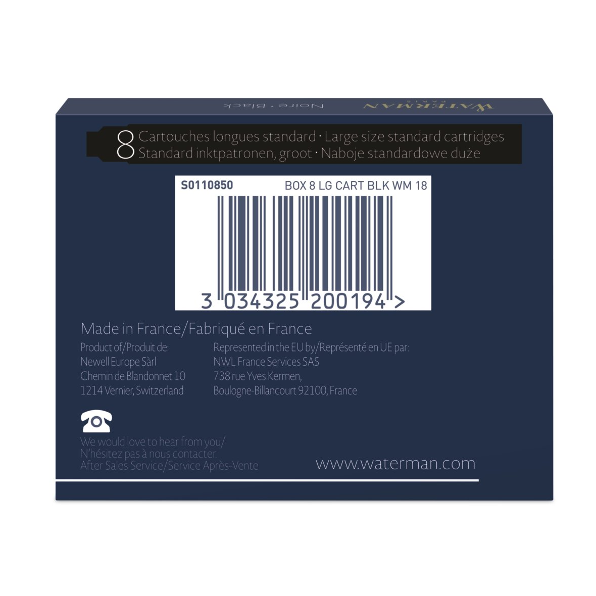 Waterman Ink Cartridges - Intense Black