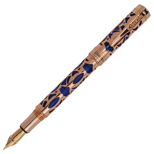 Conklin Endura Deco Crest Fountain Pen - Blue with Rose Gold
