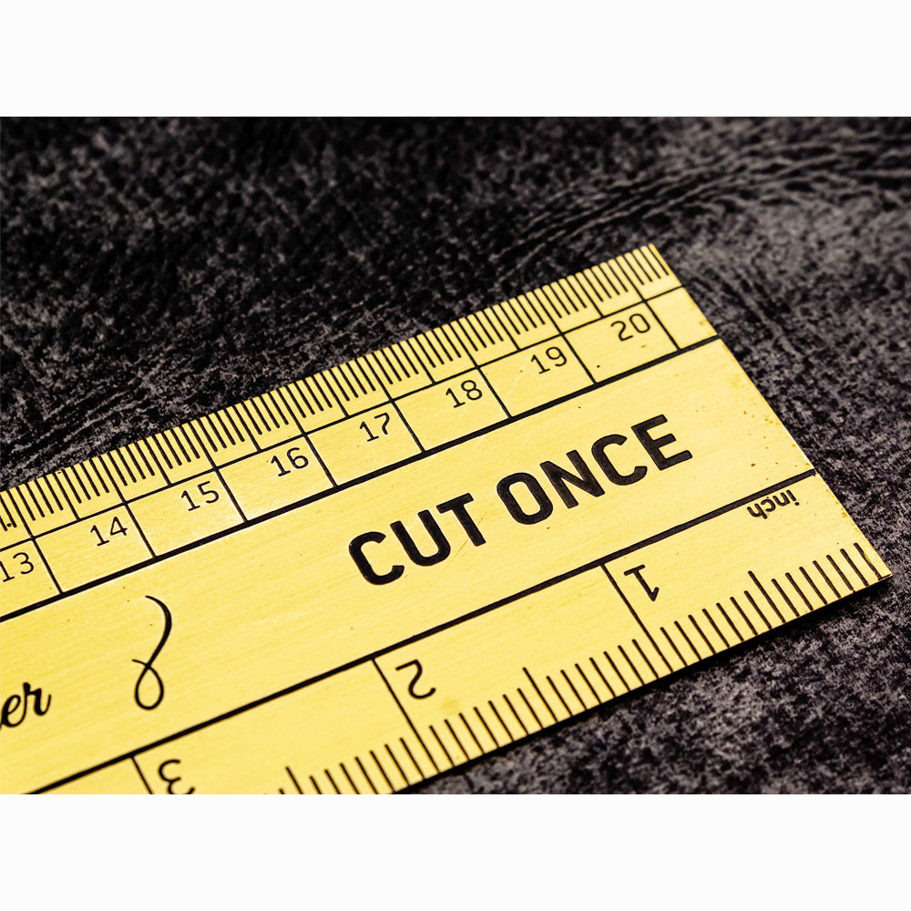 Galen Leather Brass Vintage Inspired Ruler - Imperial and Metric Measurements
