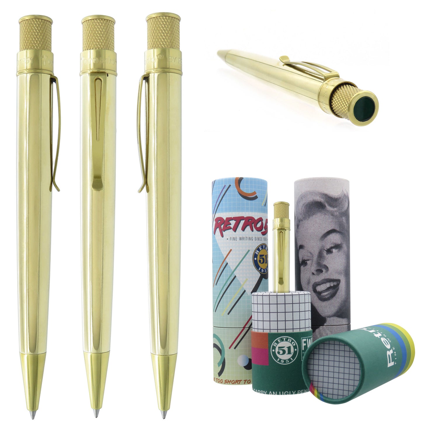 Retro 51 Collection Tornado Rollerball - Raw Brass (Vintage Metalsmith) - Open Tube