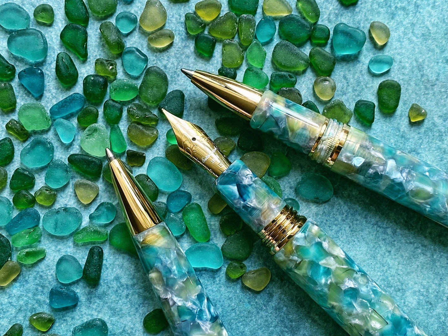 Esterbrook Estie Piston Fountain Pen - Sea Glass with Gold Trim (Button Fill)