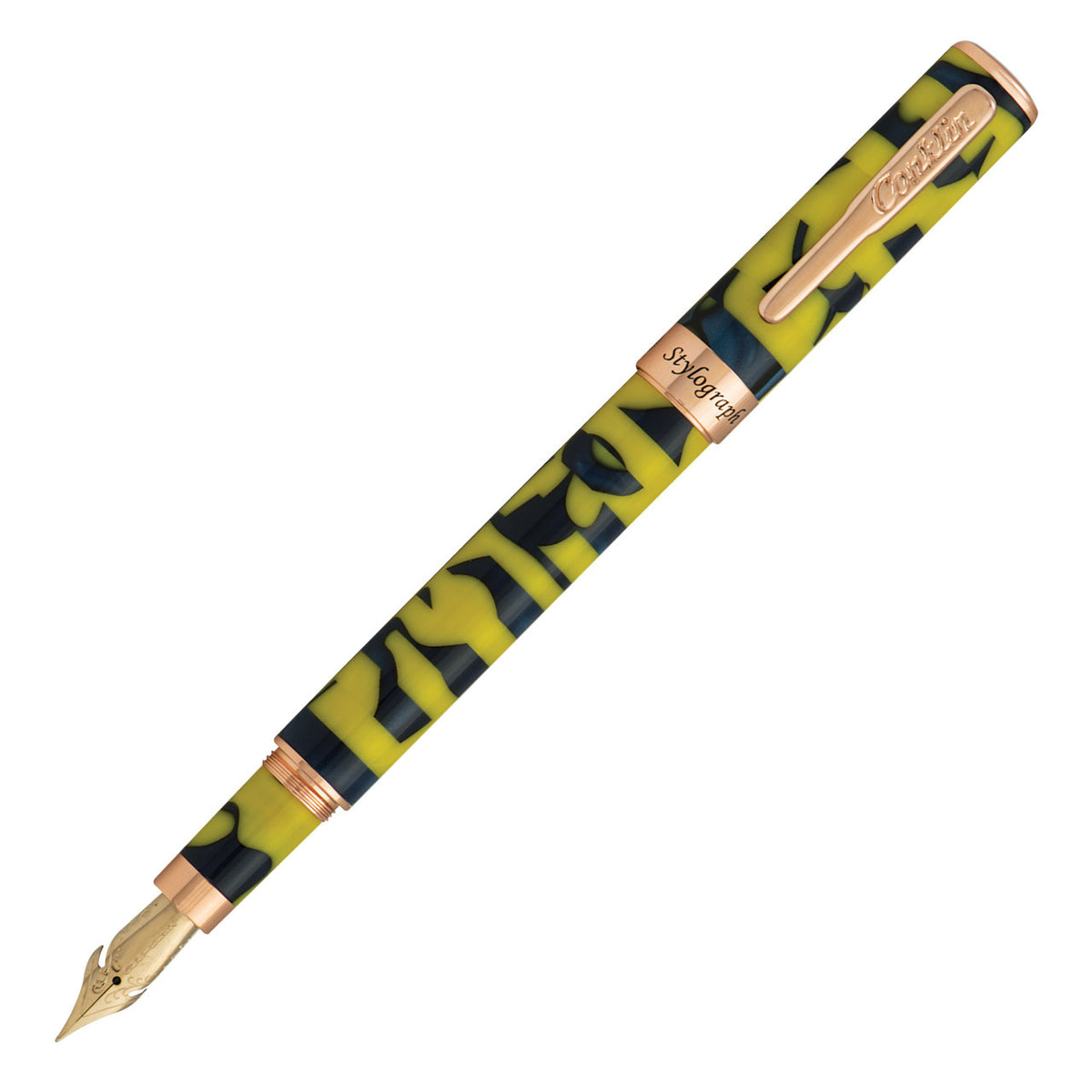 Conklin Stylograph Mosaic Fountain Pen - Yellow and Blue (Discontinued)