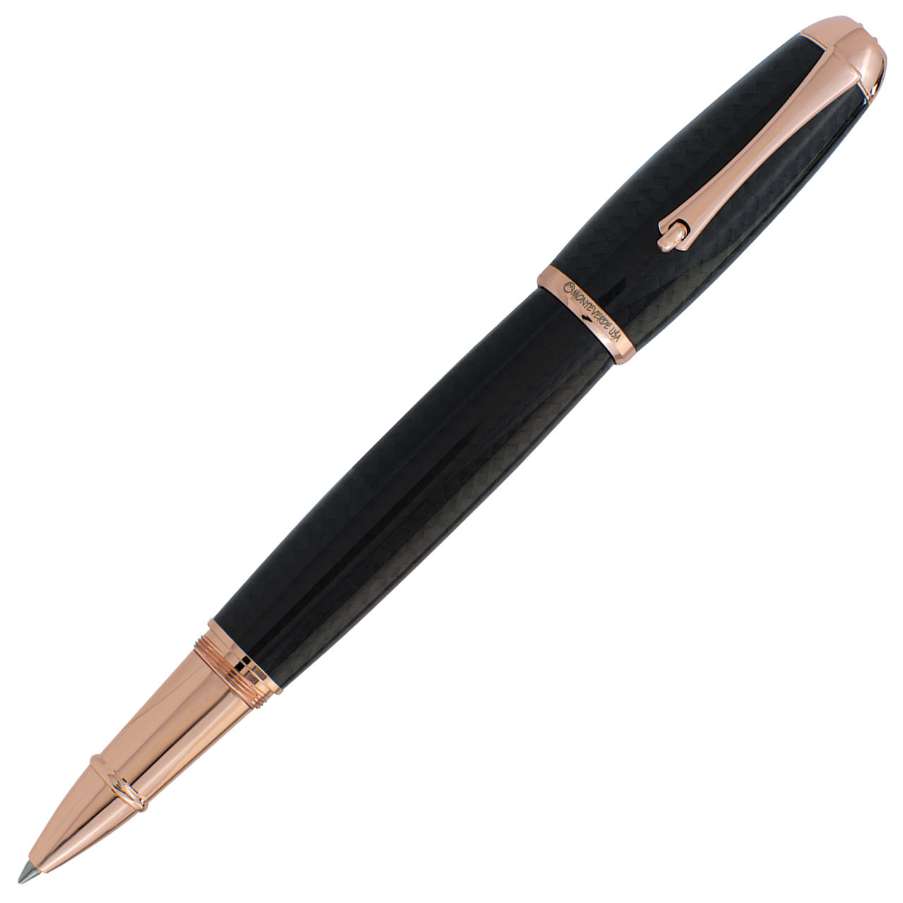 Monteverde Super Mega Carbon Fiber Rollerball - With Rosegold Trim (Discontinued)