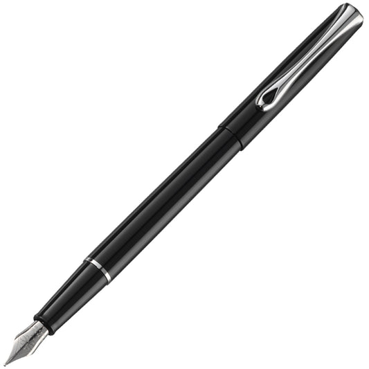 Diplomat Traveller Fountain Pen - Black Lacquer with Chrome Trim