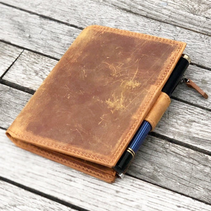 Galen Leather Wallet Insert for Traveler's Notebook Passport Size - Crazy Horse Brown
